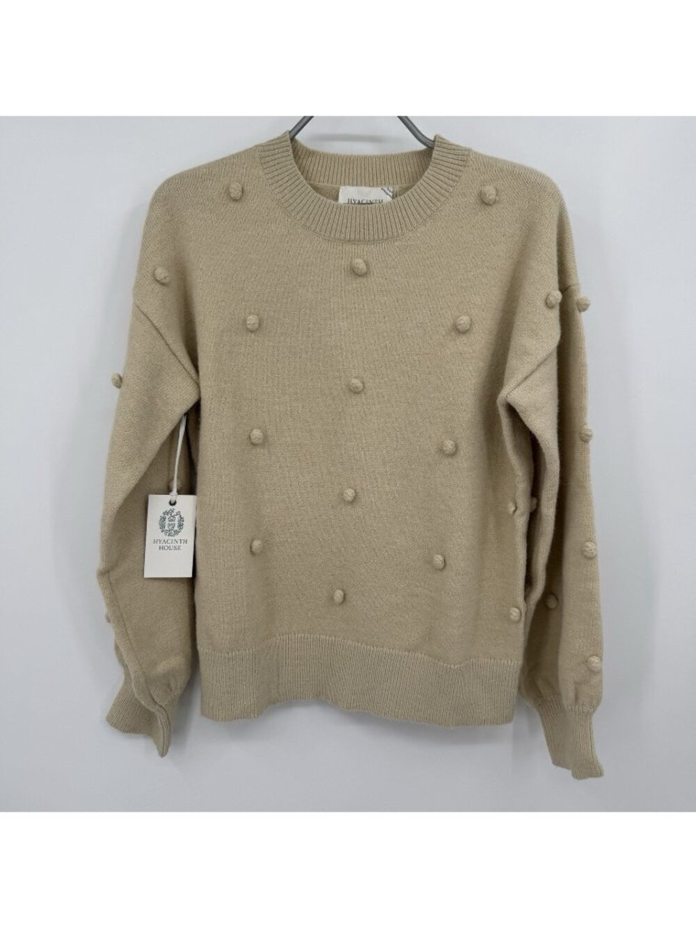 Hyacinth House by Tuckernuck Oatmeal Pom Pom Crew Neck Melinda Sweater size S